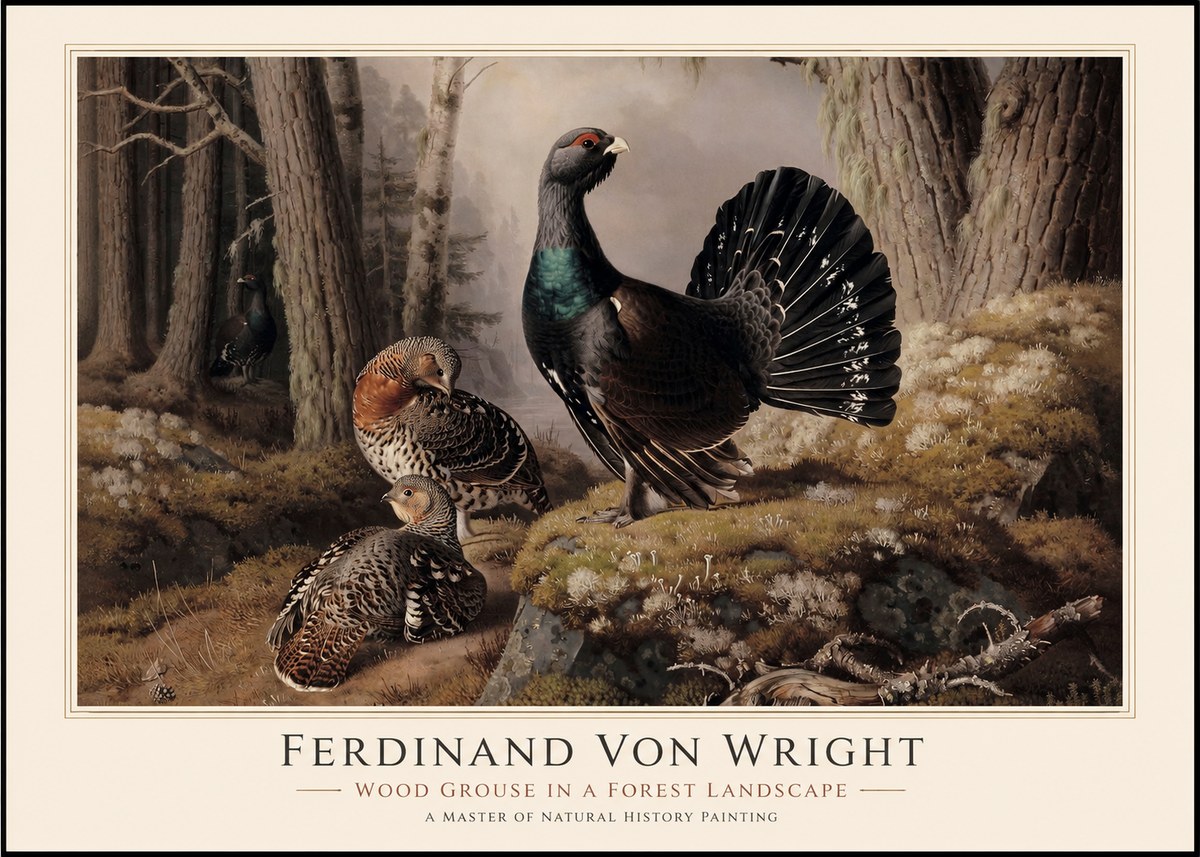 Ferdinand von Wright Wood Grouse in a Forest Landscape No1 - Poszter