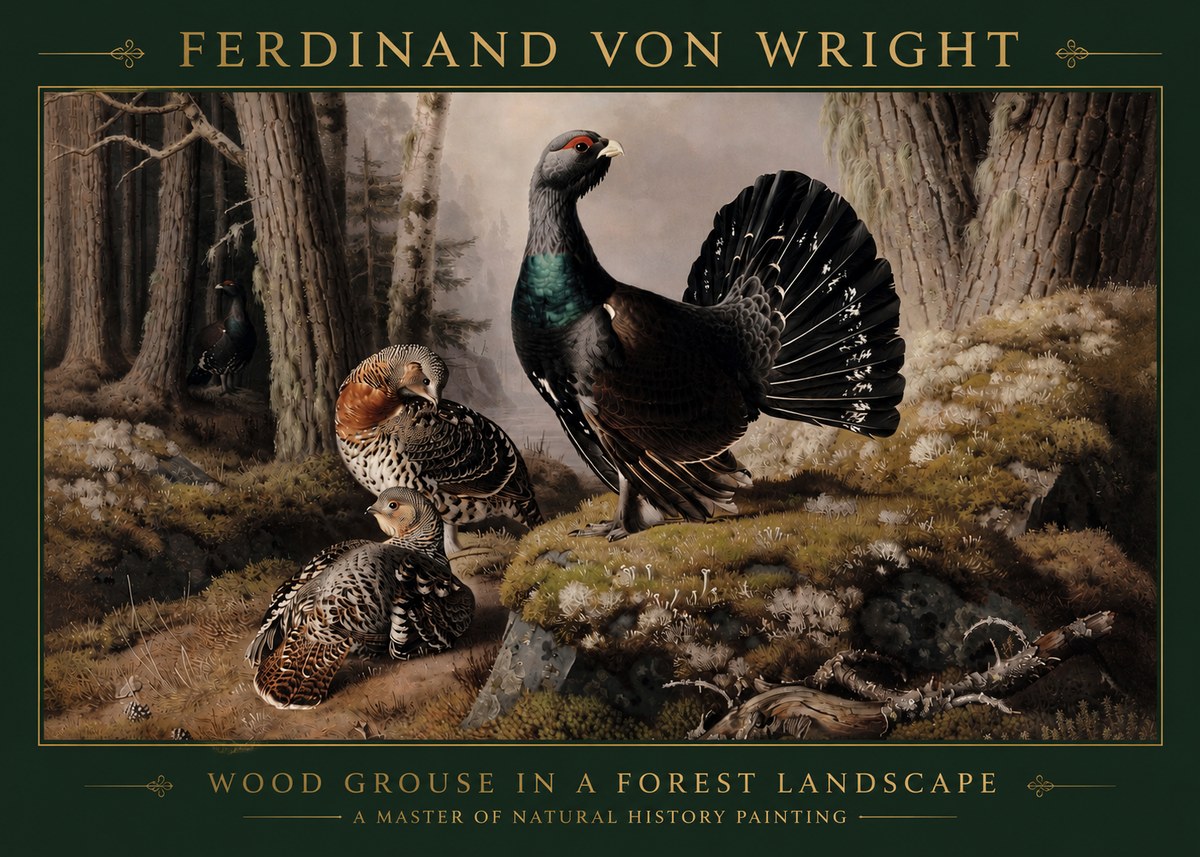 Ferdinand von Wright Wood Grouse in a Forest Landscape No3 - Poszter