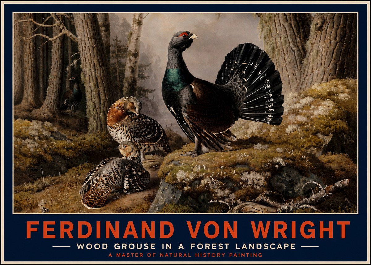 Ferdinand von Wright Wood Grouse in a Forest Landscape No4 - Poszter