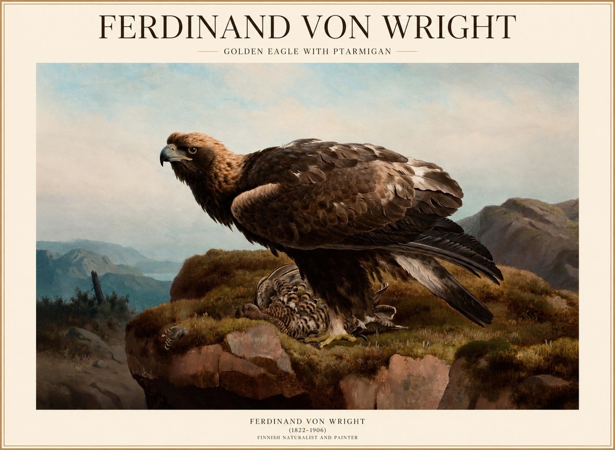 Ferdinand von Wright Golden Eagle with Ptarmigan No1 - Poszter