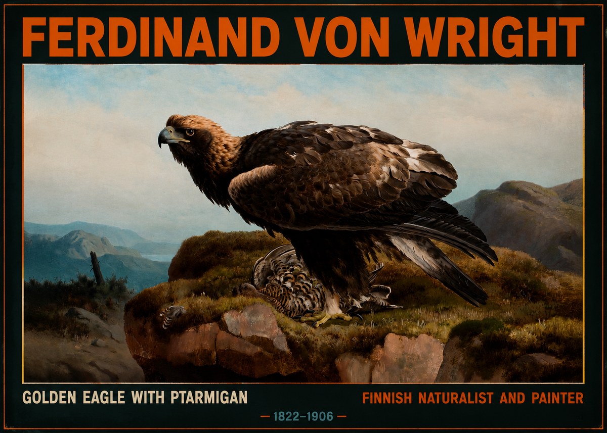 Ferdinand von Wright Golden Eagle with Ptarmigan No2 - Poszter