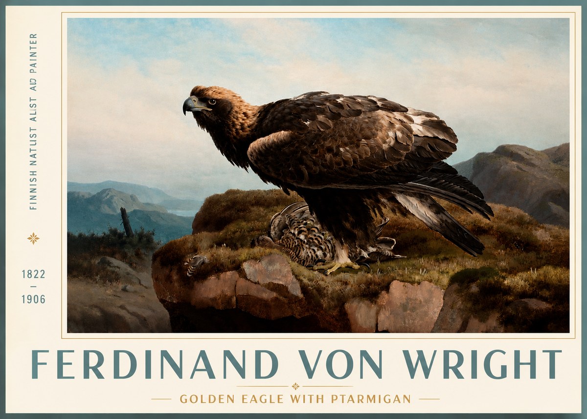 Ferdinand von Wright Golden Eagle with Ptarmigan No3 - Poszter
