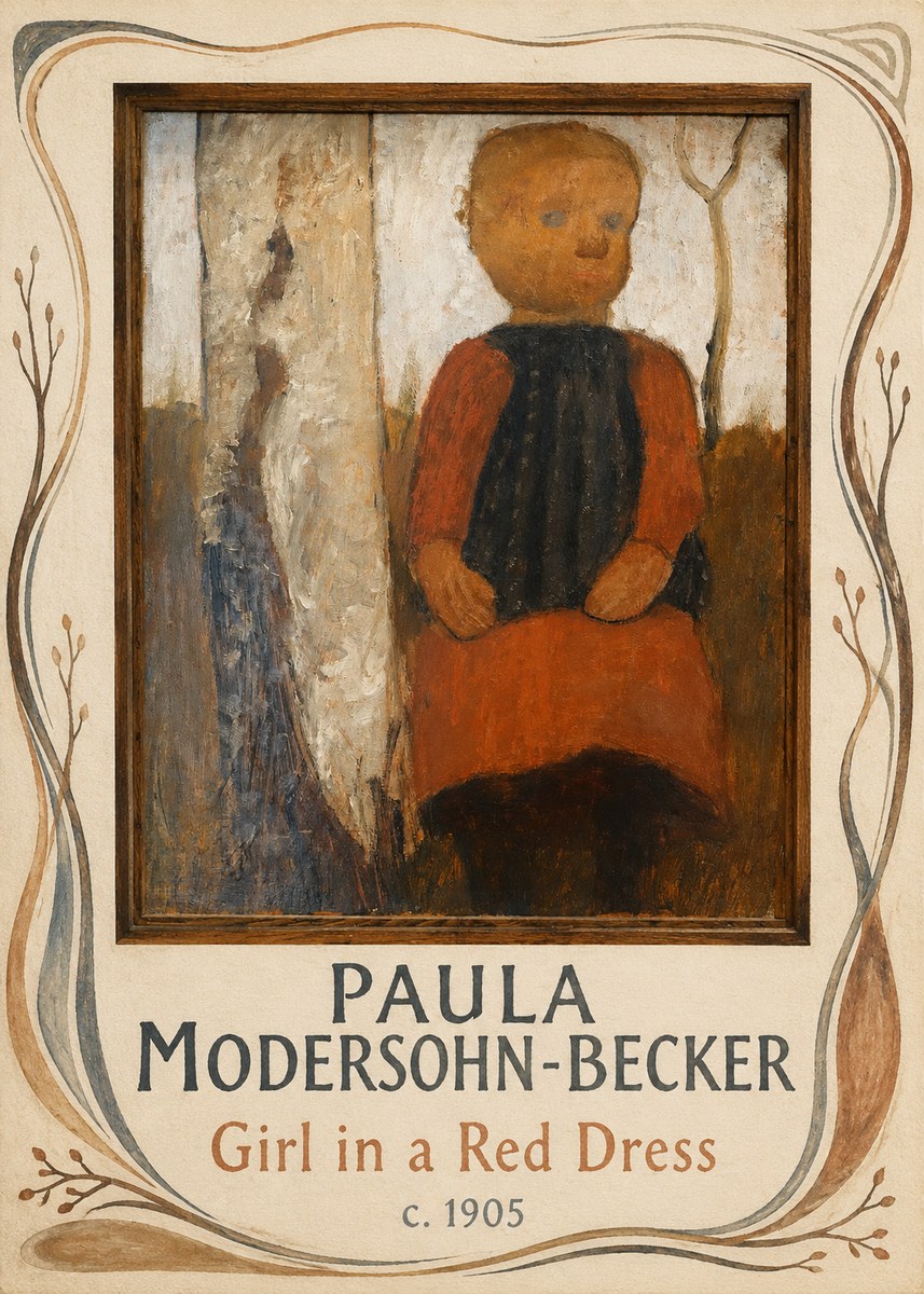 Paula Modersohn-Becker Girl in a Red Dress No3 - Poszter