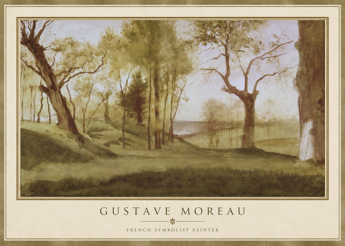 Gustave Moreau Wooded River Landscape No1 - Poszter