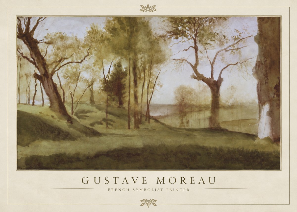 Gustave Moreau Wooded River Landscape No2 - Poszter