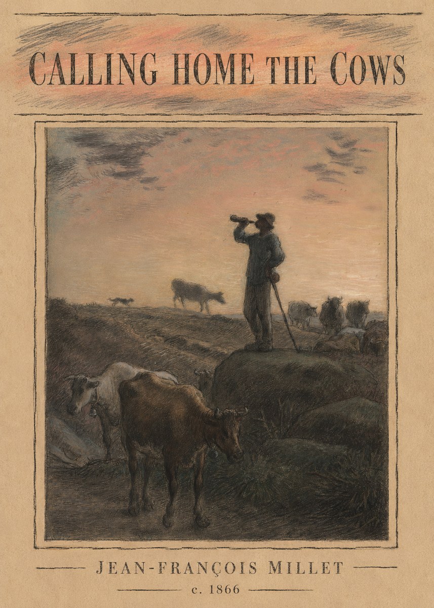 Jean-François Millet Calling Home the Cows No4 - Poszter