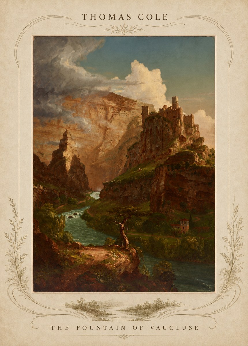Thomas Cole The Fountain of Vaucluse II No3 - Poszter