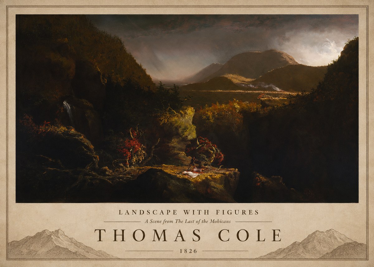 Thomas Cole Landscape with Figures: a Scene from the Last of the Mohicans No3 - Poszter
