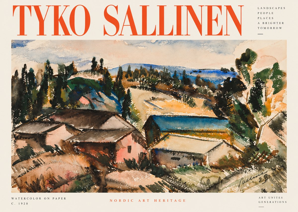 Tyko Sallinen Hillside Houses No3 - Poszter