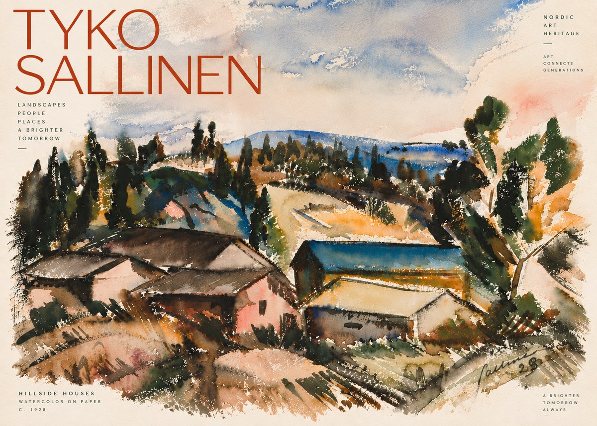 Tyko Sallinen Hillside Houses No6 - Poszter