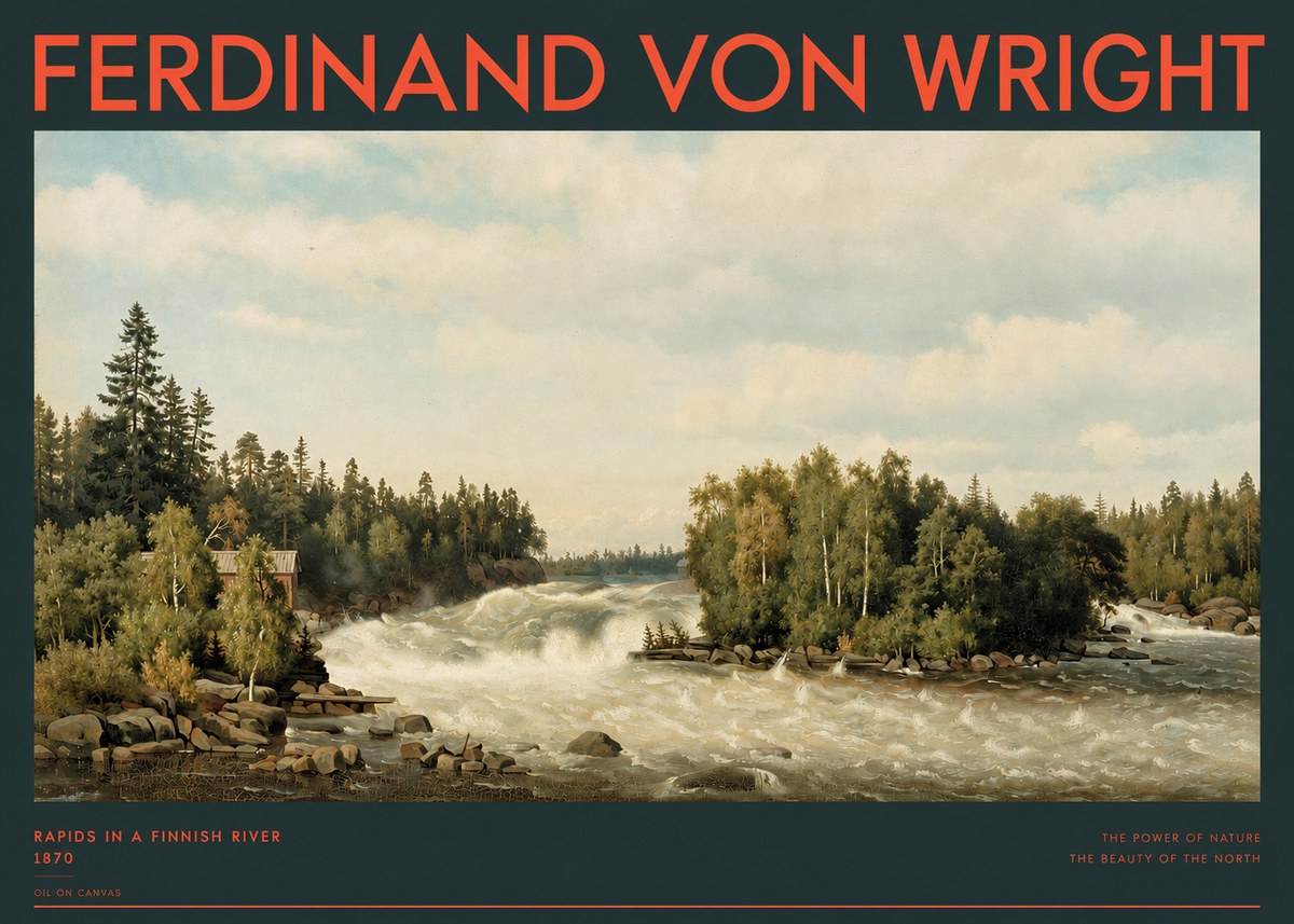 Ferdinand von Wright Rapids in a Finnish River No2 - Poszter