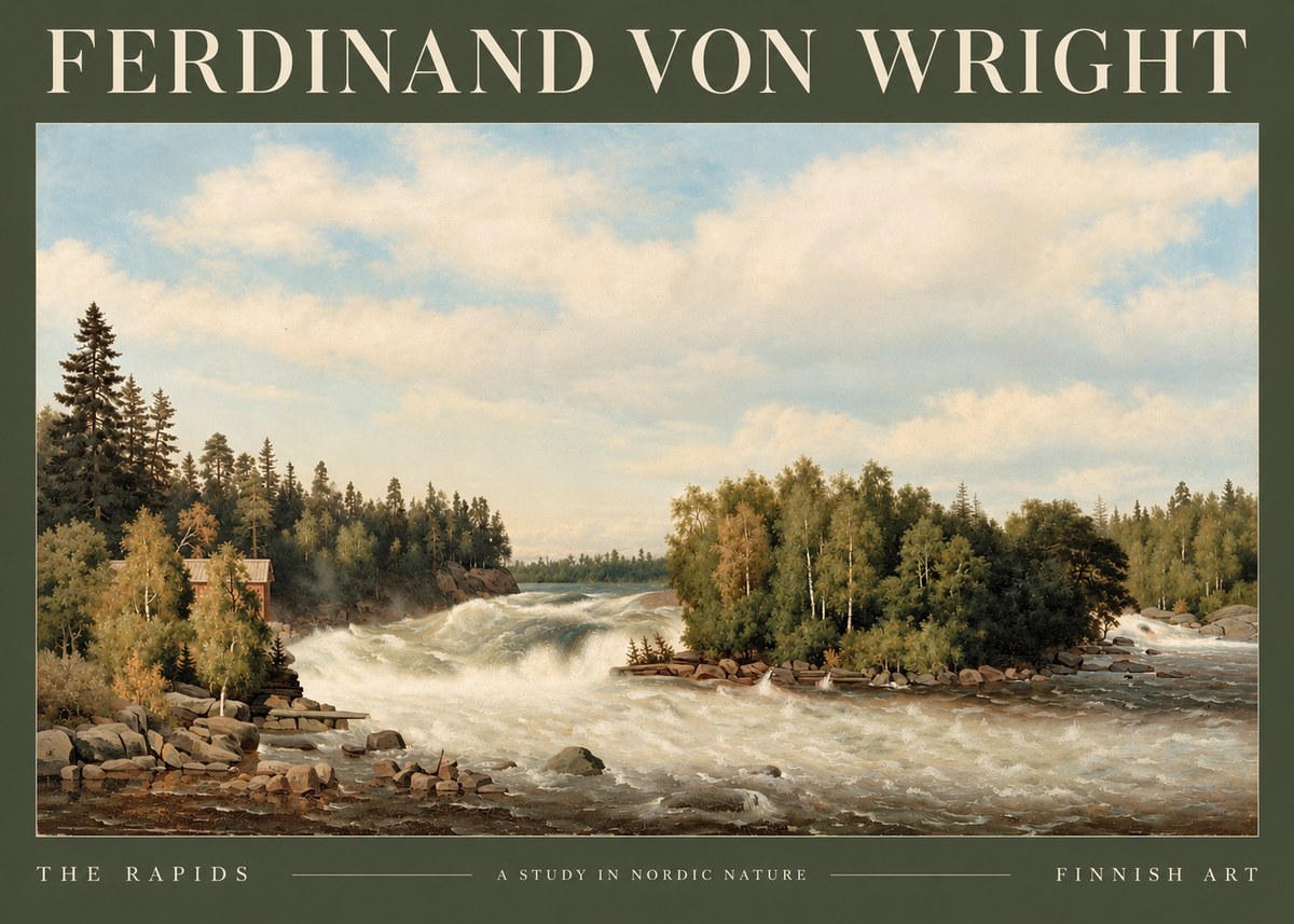 Ferdinand von Wright Rapids in a Finnish River No4 - Poszter