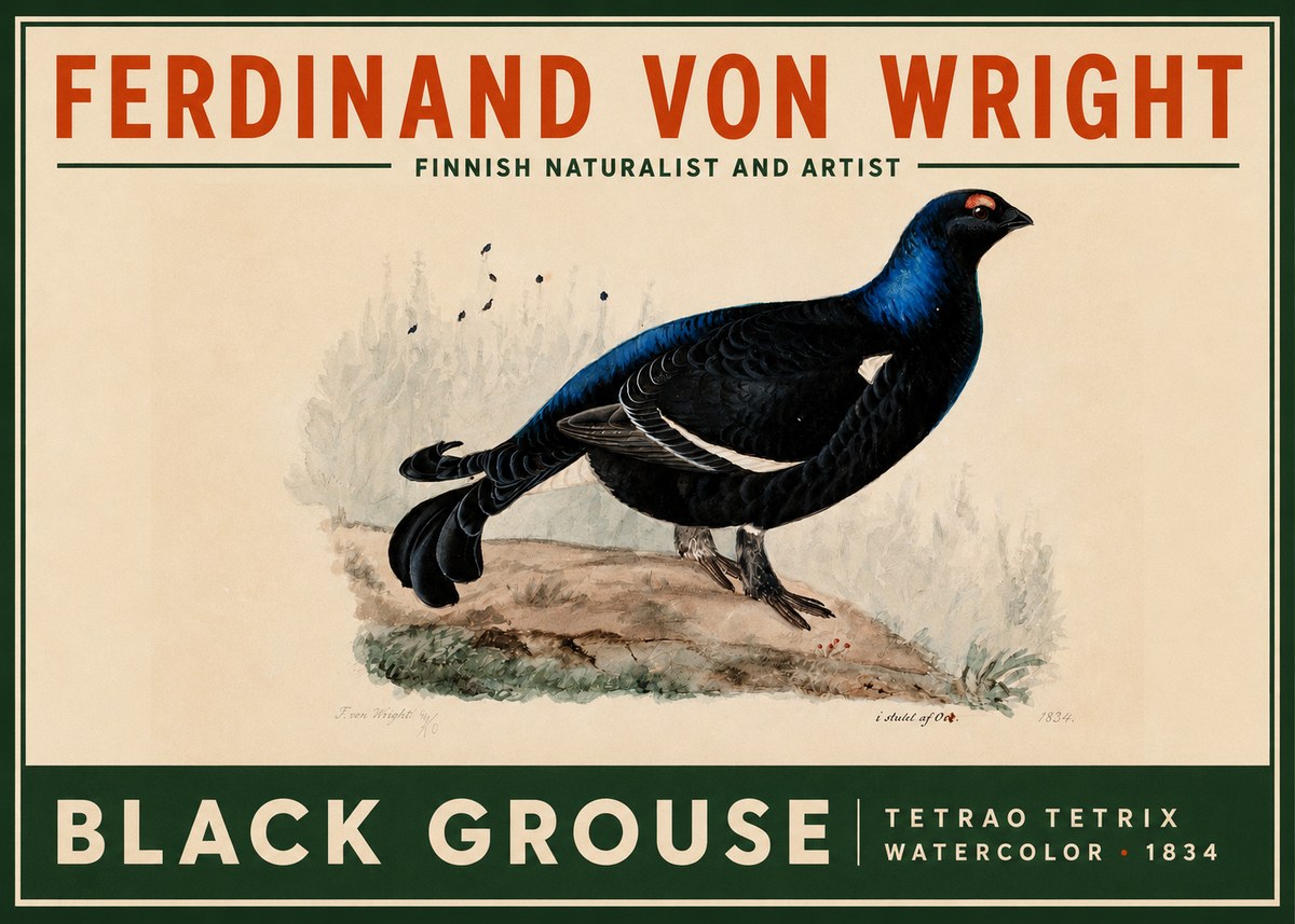 Ferdinand von Wright Black Grouse No2 - Poszter