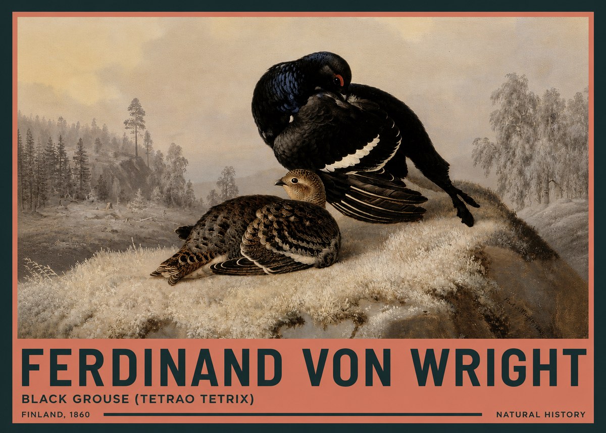 Ferdinand von Wright Black Grouse (Tetrao Tetrix) No3 - Poszter