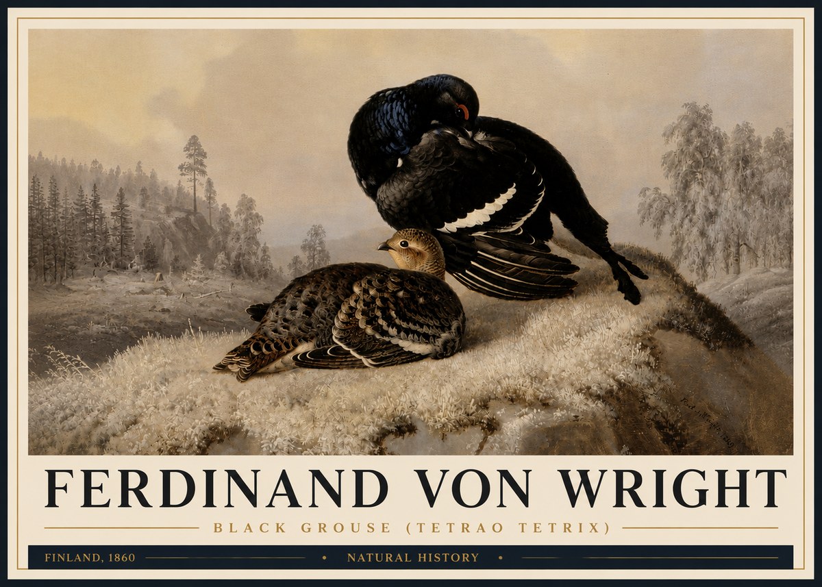 Ferdinand von Wright Black Grouse (Tetrao Tetrix) No4 - Poszter