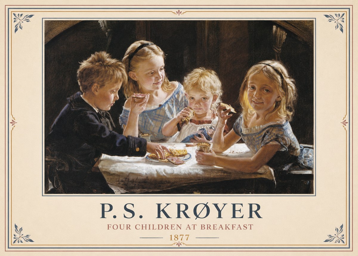 P.S. Krøyer Four Children at Breakfast No6 - Poszter