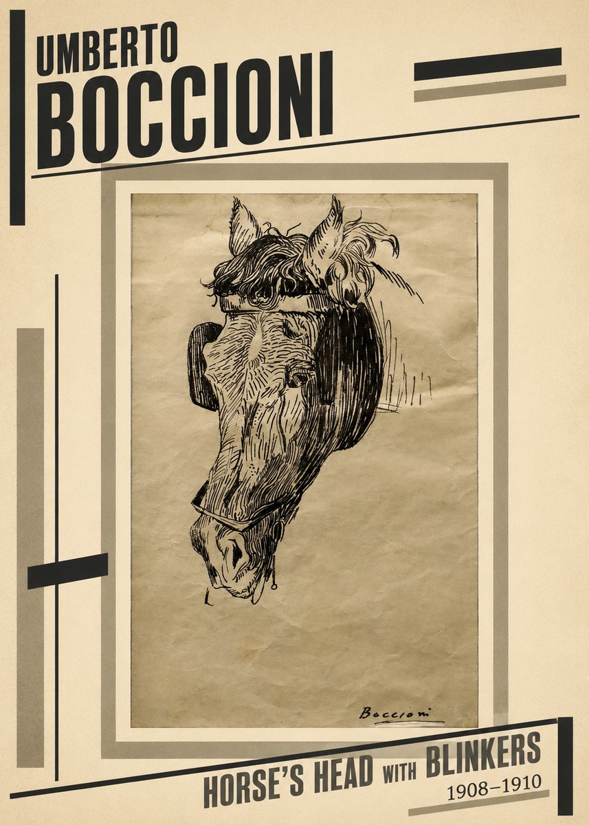 Umberto Boccioni Horse's Head with Blinkers No2 - Poszter