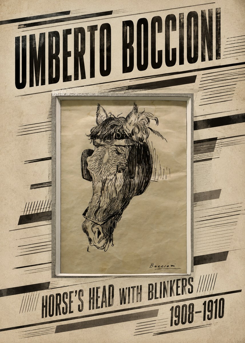 Umberto Boccioni Horse's Head with Blinkers No6 - Poszter