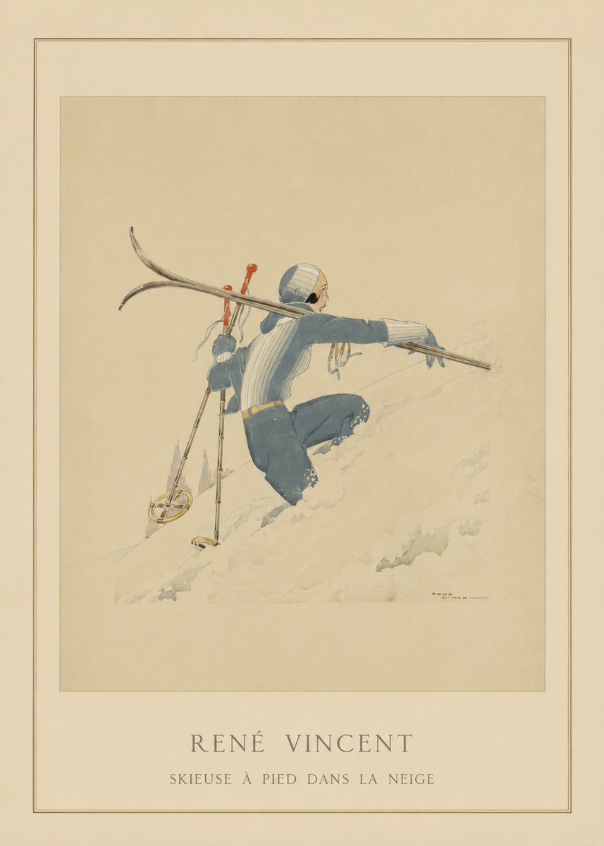 René Vincent Skieuse À Pied Dans La Neige No4 - Poszter