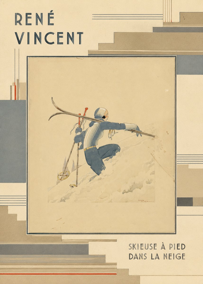 René Vincent Skieuse À Pied Dans La Neige No6 - Poszter