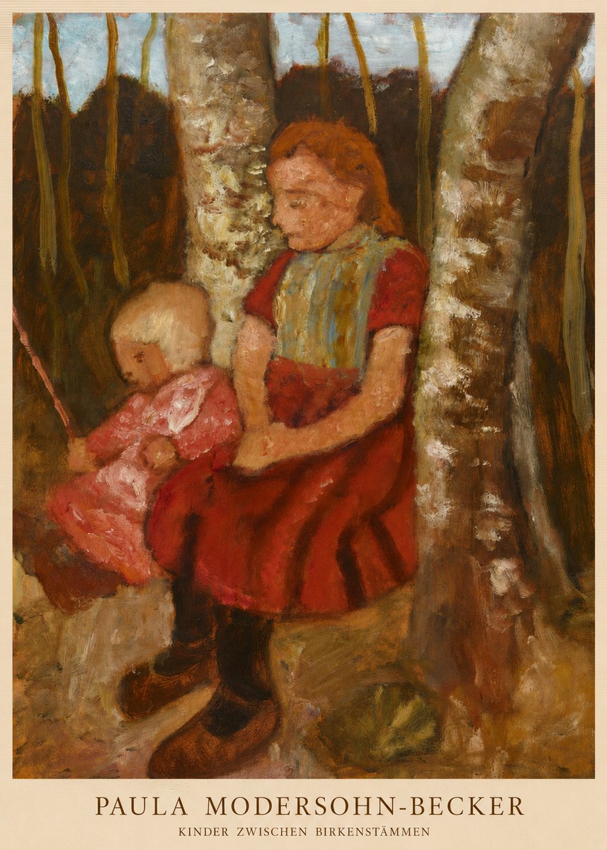 Paula Modersohn-Becker Kinder Zwischen Birkenstämmen No6 - Poszter