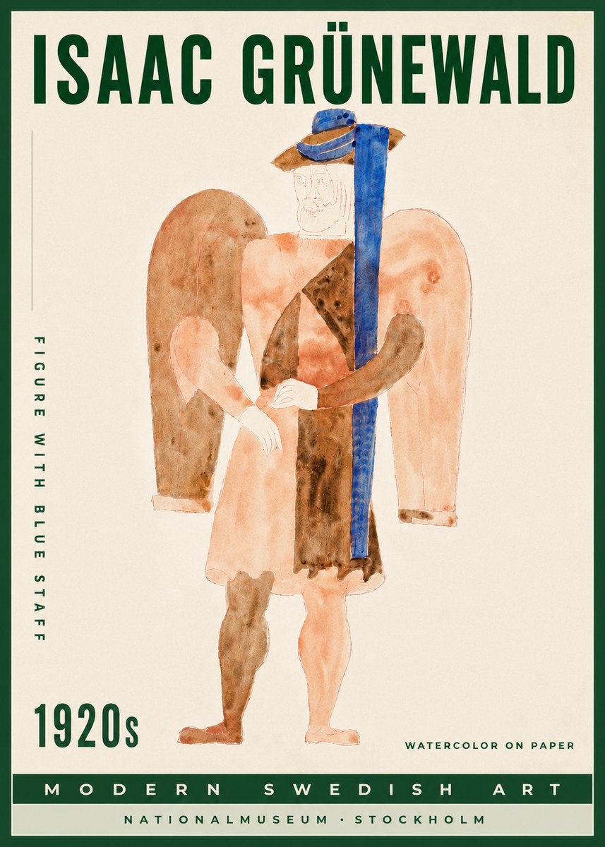 Isaac Grünewald Figure with Blue Staff No3 - Poszter