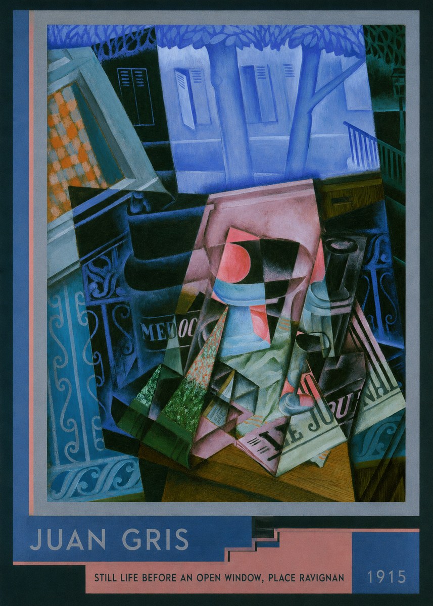 Juan Gris Still Life Before an Open Window, Place Ravignan No2 - Poszter