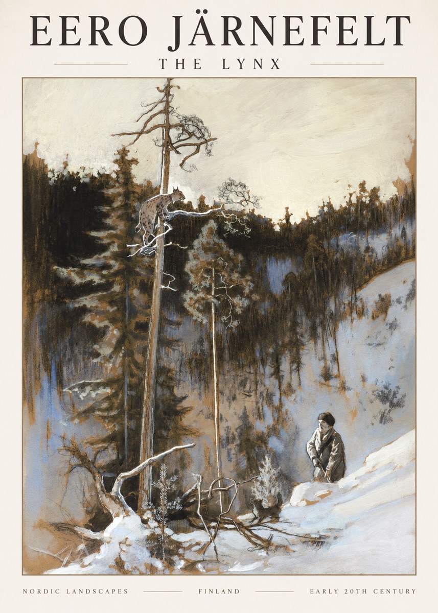 Eero Järnefelt A Lynx in a Tree No3 - Poszter