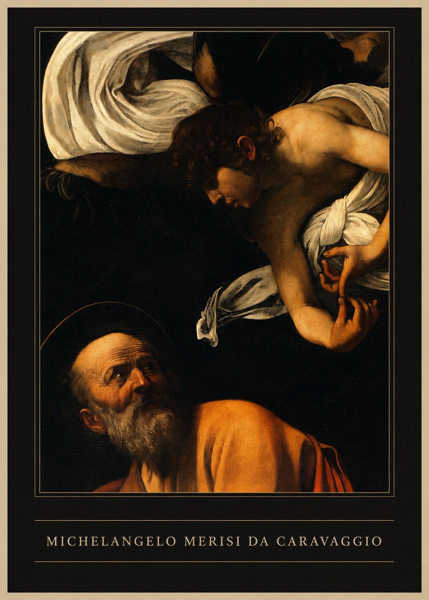 Michelangelo Merisi da Caravaggio The Inspiration of Saint Matthew I No1 - Poszter
