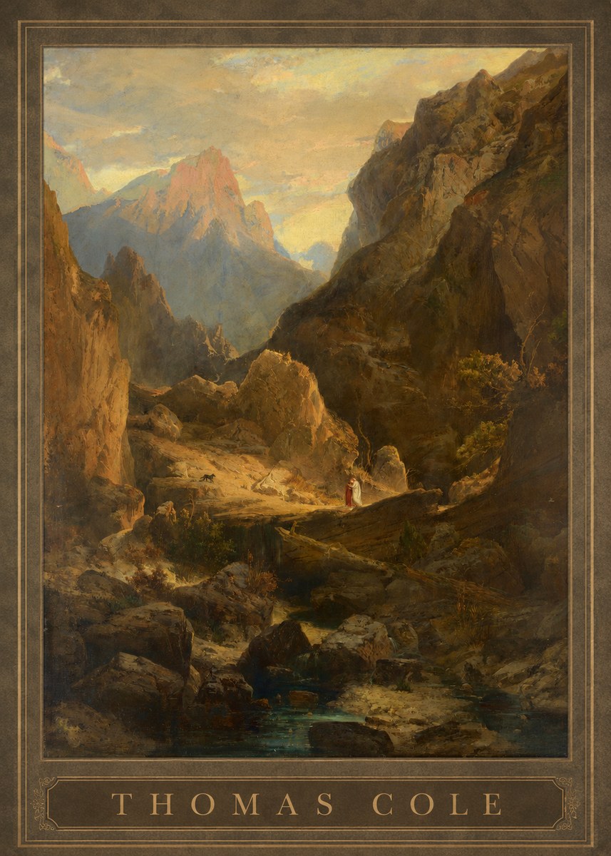 Thomas Cole The Mountain Ford No1 - Poszter