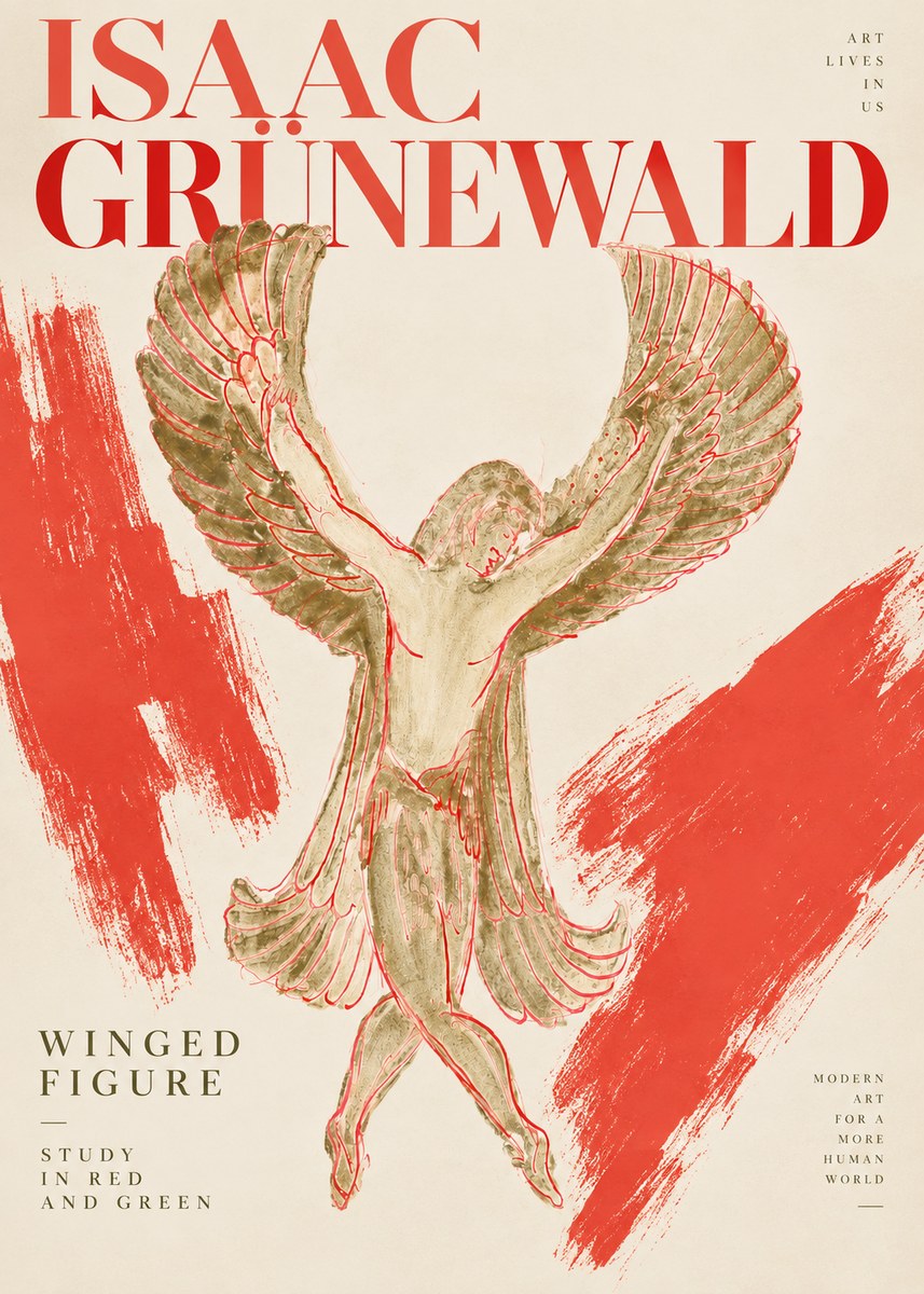 Isaac Grünewald Winged Figure Study in Red and Green No2 - Poszter