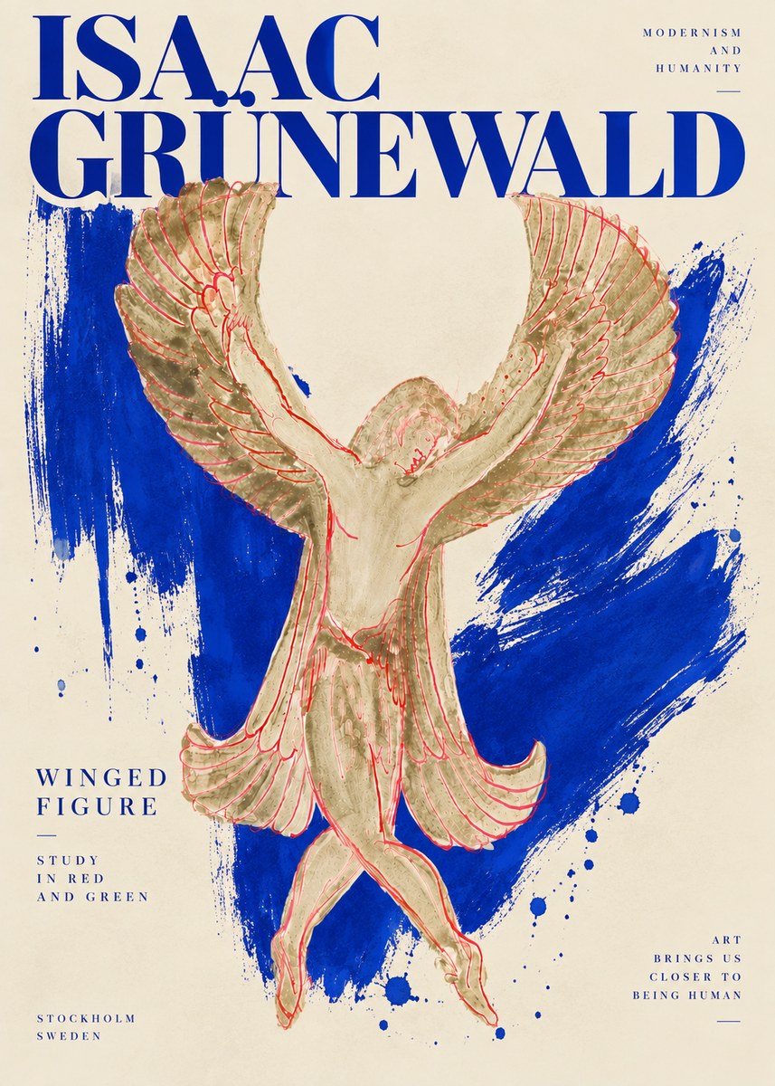 Isaac Grünewald Winged Figure Study in Red and Green No6 - Poszter