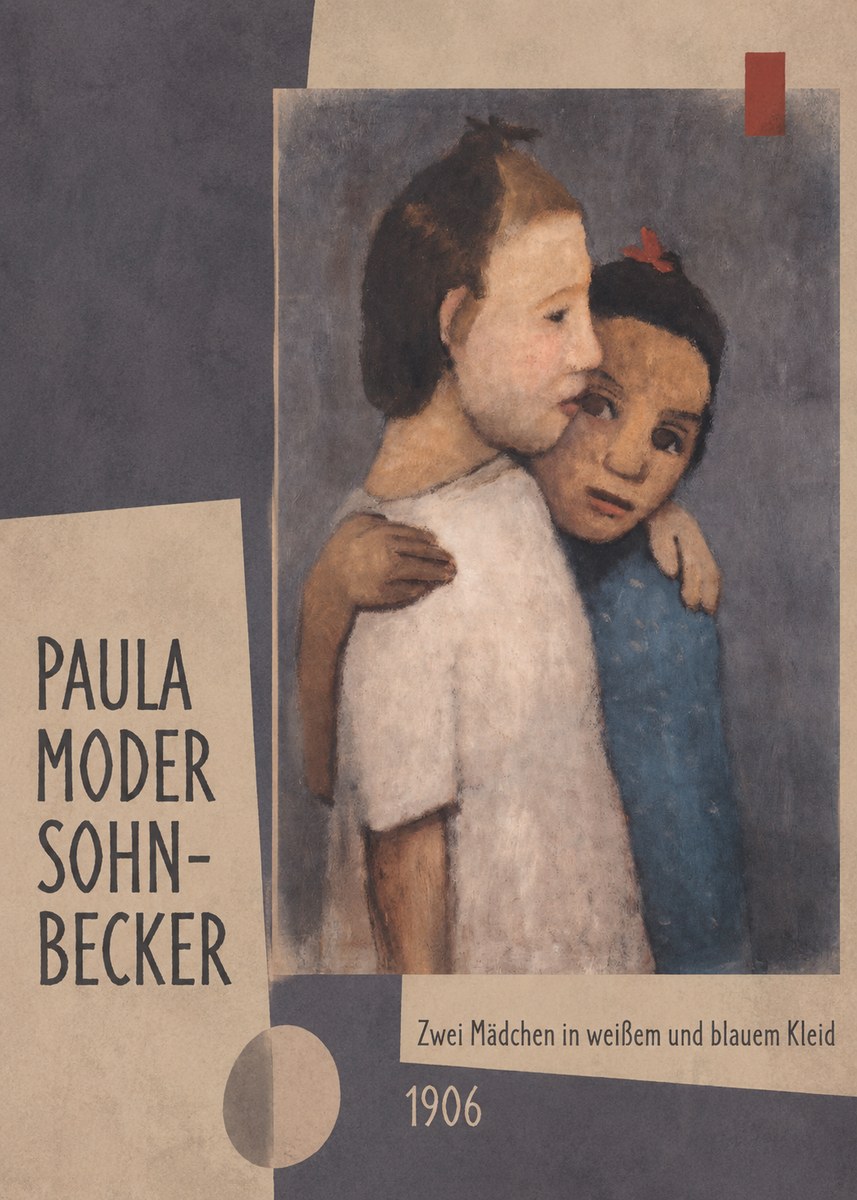 Paula Modersohn-Becker Zwei Mädchen in Weißem Und Blauem Kleid No2 - Poszter