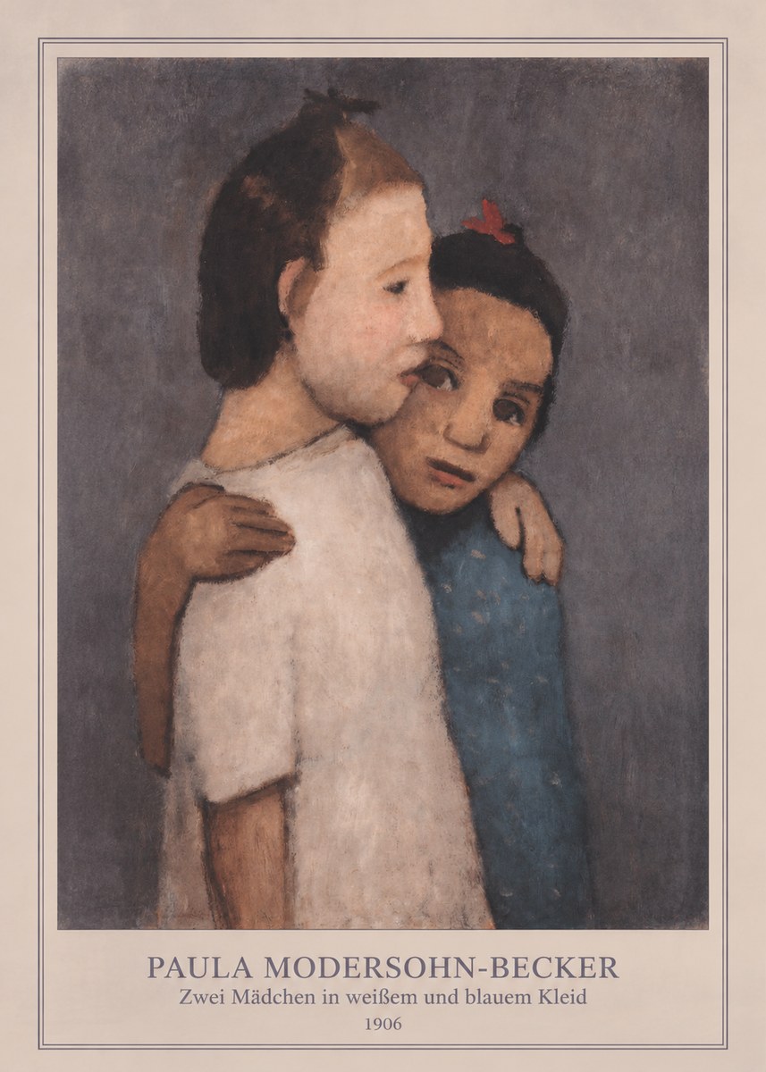 Paula Modersohn-Becker Zwei Mädchen in Weißem Und Blauem Kleid No4 - Poszter