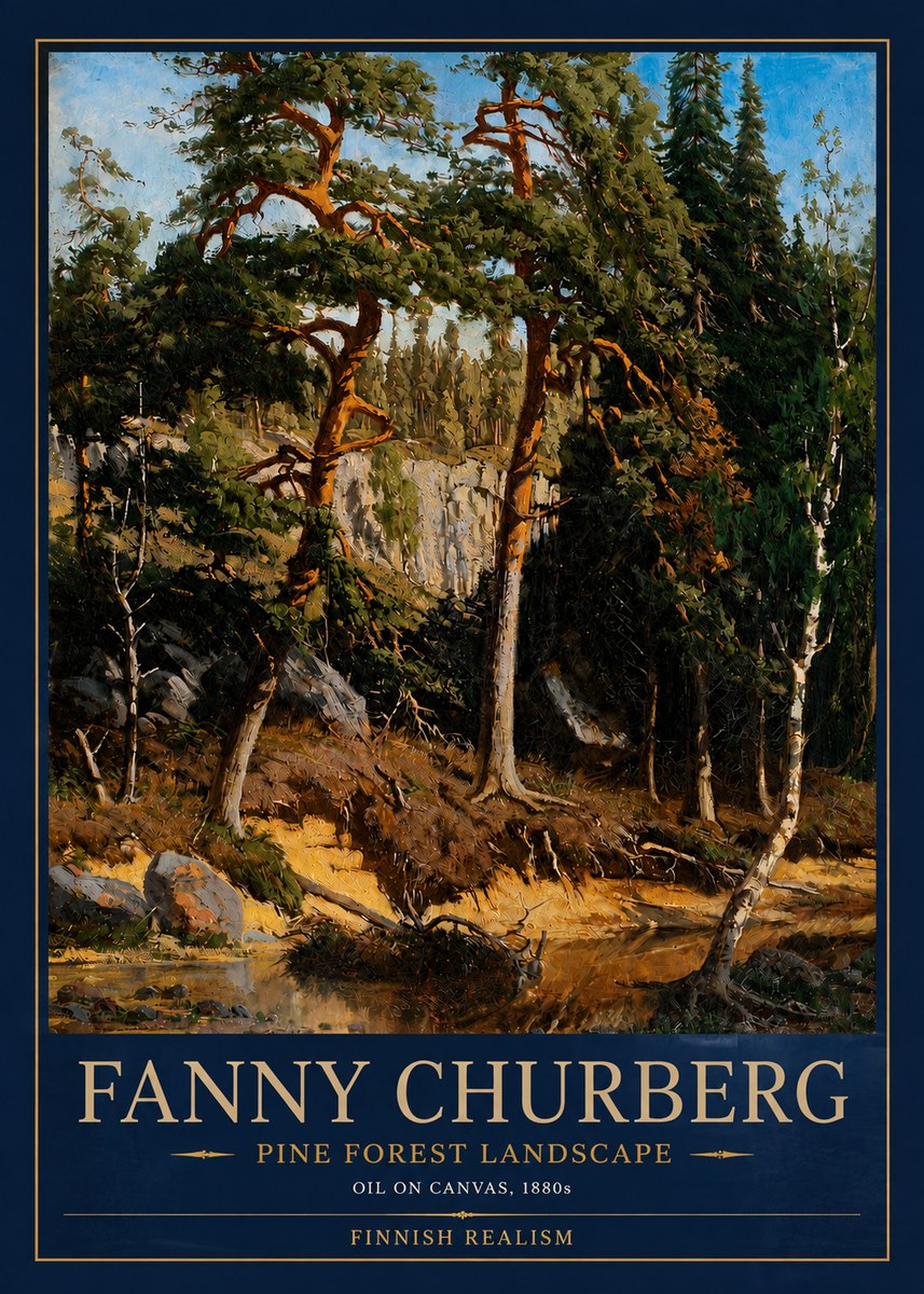 Fanny Churberg Pine Forest Landscape No3 - Poszter