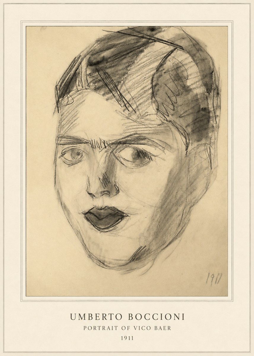 Umberto Boccioni Portrait of Vico Baer No4 - Poszter