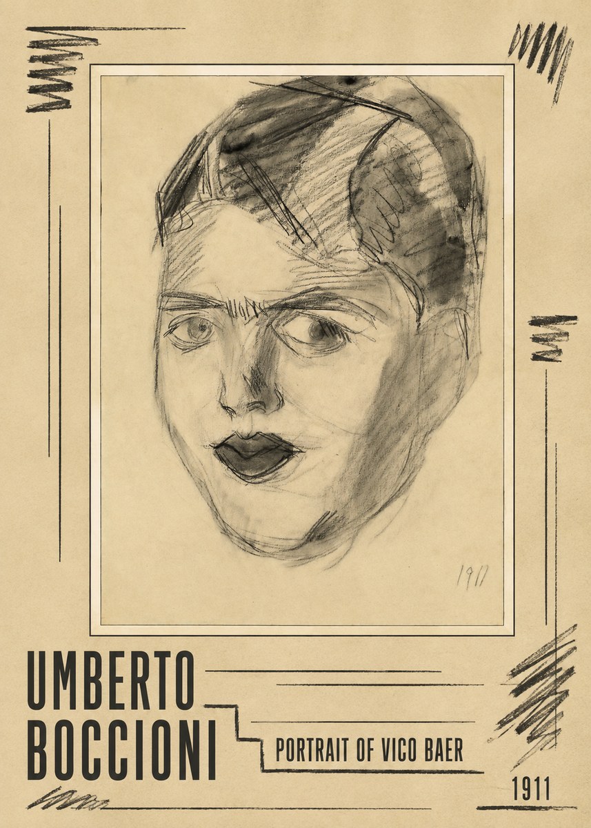 Umberto Boccioni Portrait of Vico Baer No5 - Poszter