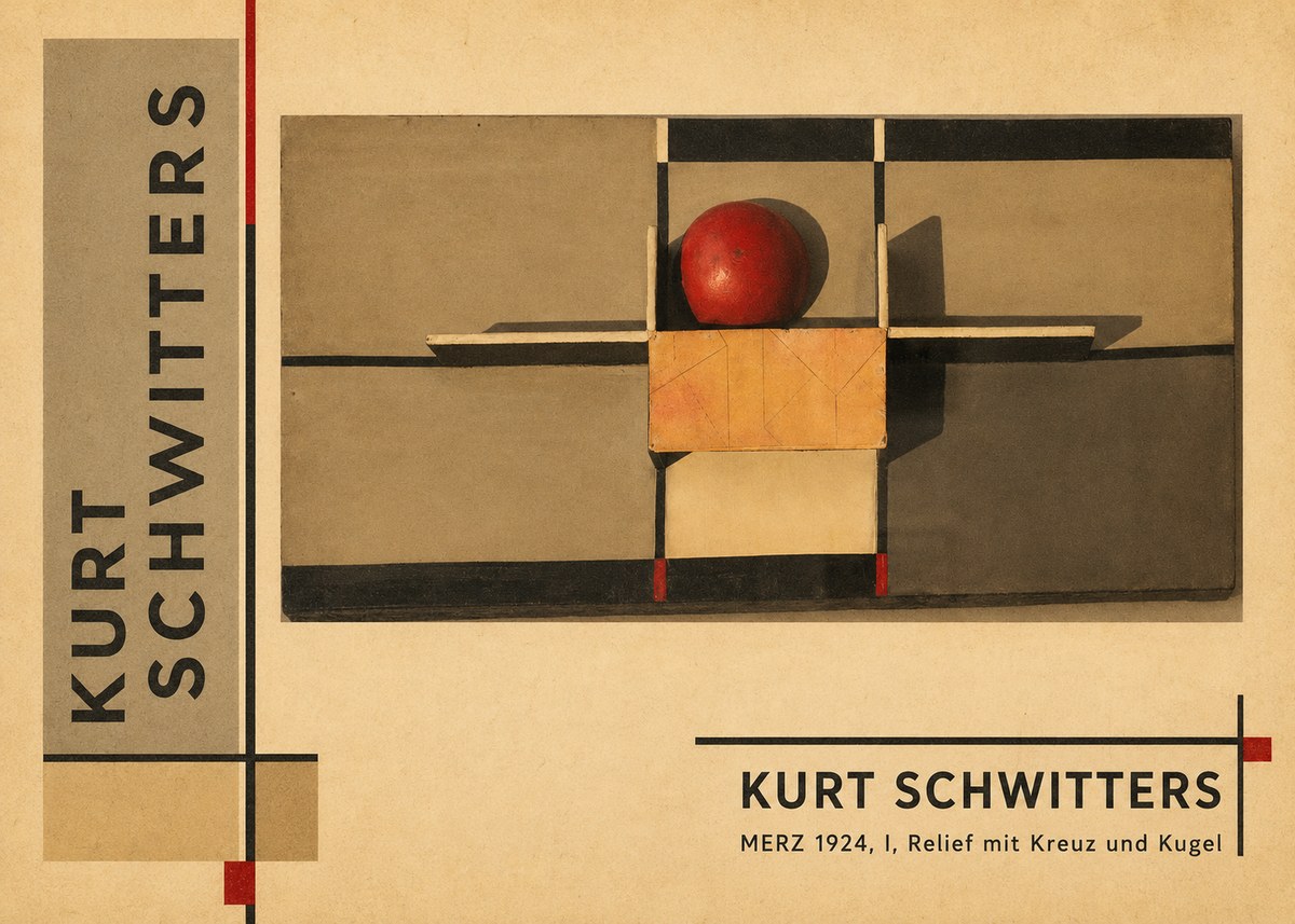 Kurt Schwitters Merz 1924, I, Relief Mit Kreuz Und Kugel No2 - Poszter