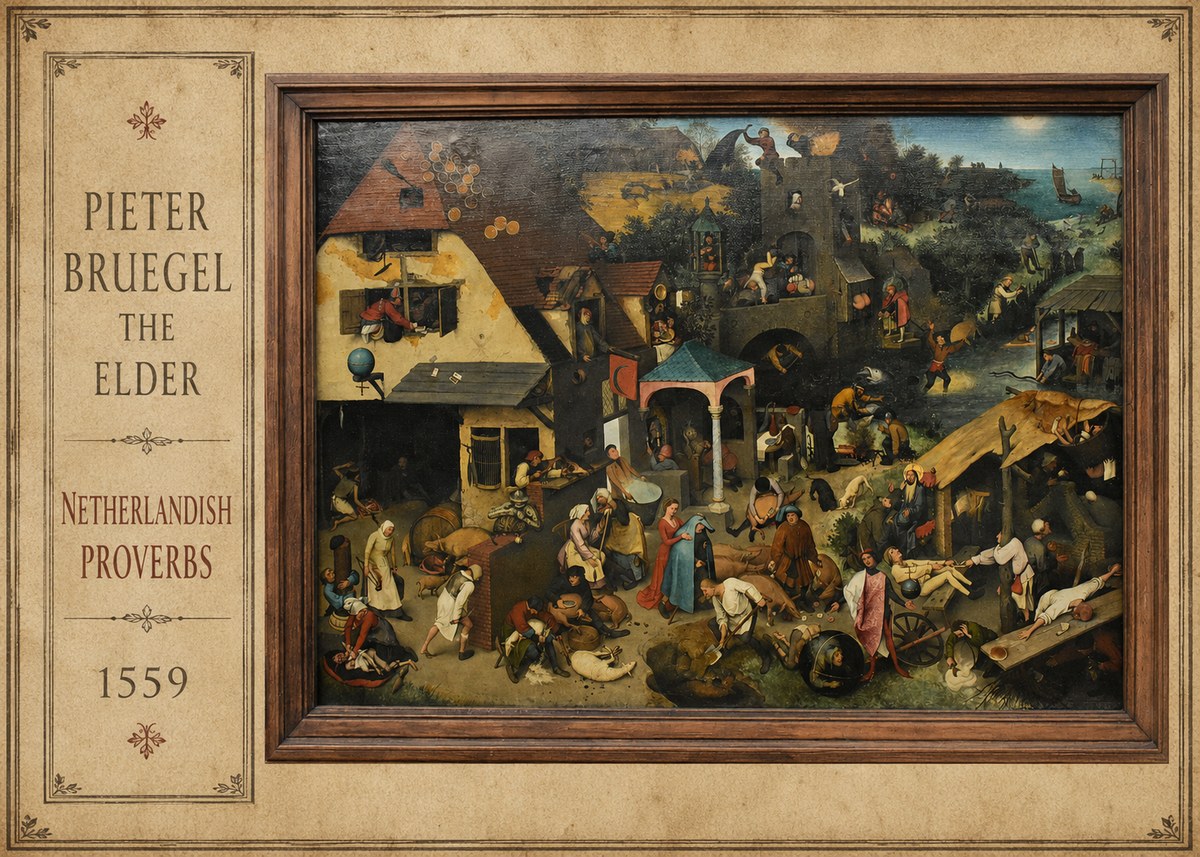 Pieter Bruegel Netherlandish Proverbs XI No2 - Poszter
