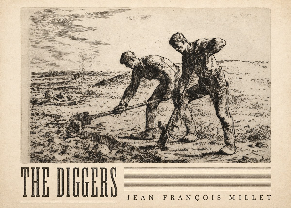 Jean-François Millet The Diggers No3 - Poszter