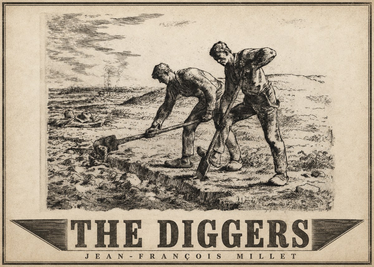 Jean-François Millet The Diggers No4 - Poszter
