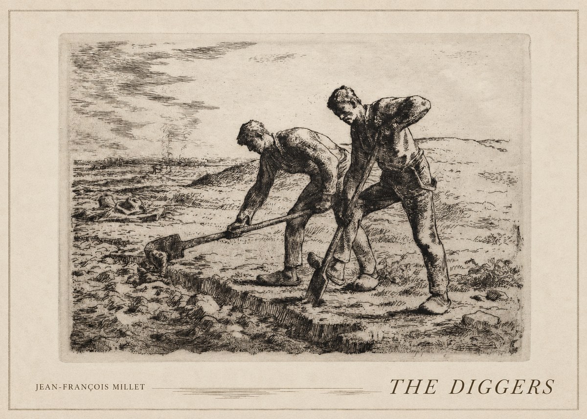 Jean-François Millet The Diggers No5 - Poszter