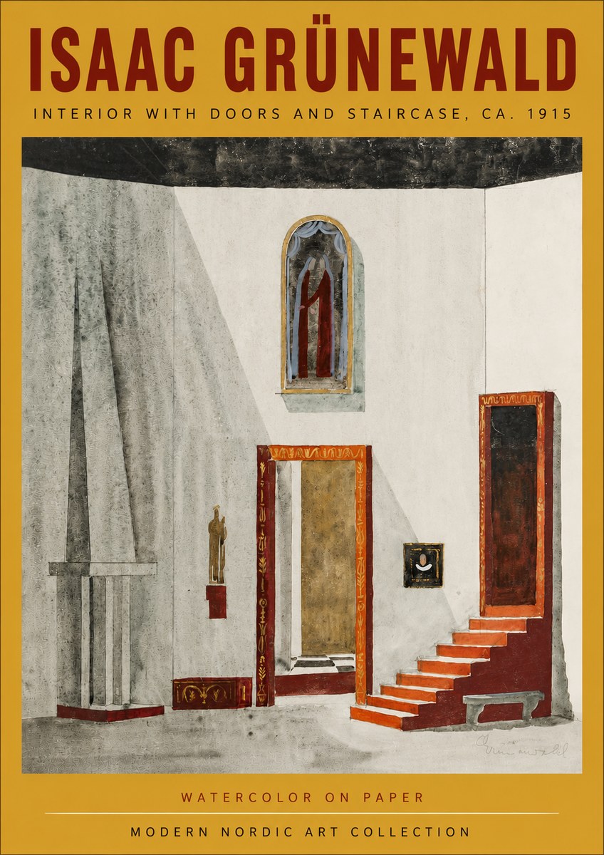 Isaac Grünewald Interior with Doors and Staircase, Ca. 1915 No4 - Poszter