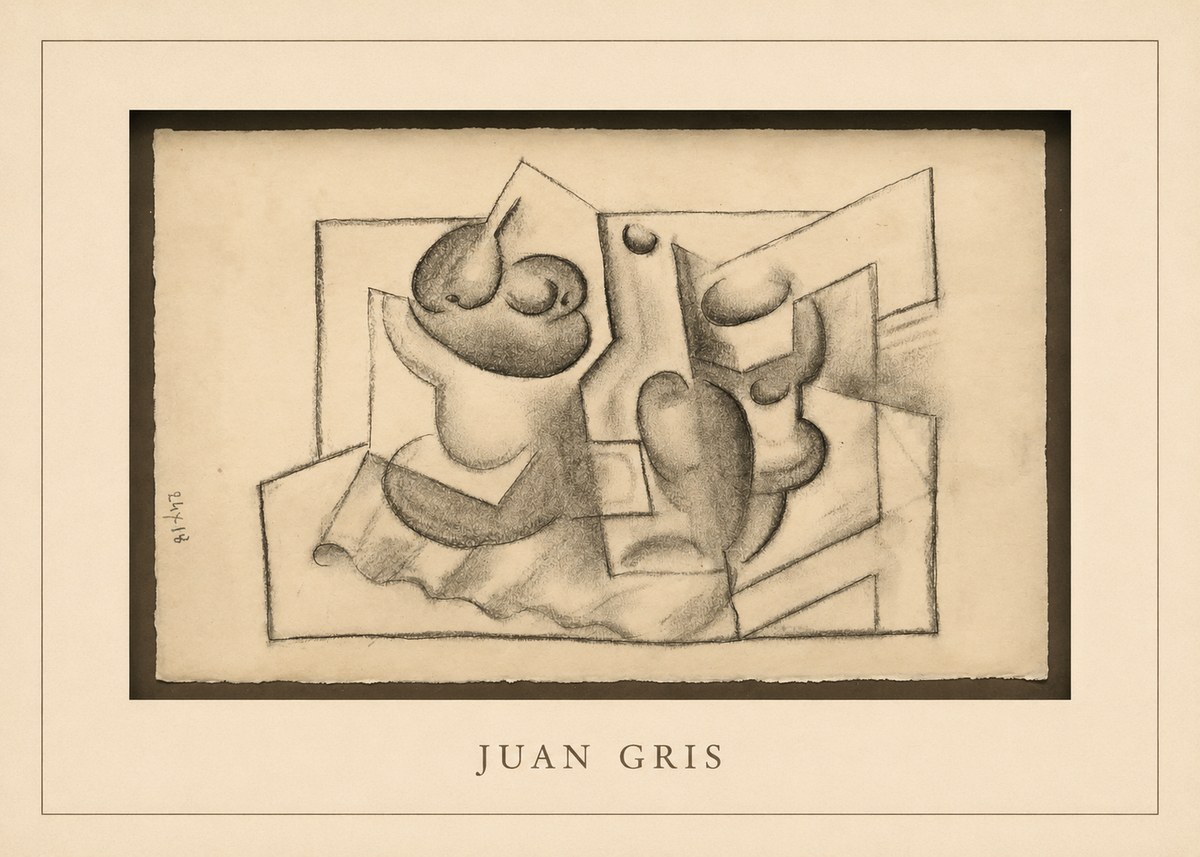 Juan Gris Nature Morte (Bouteille Et Fruit) No3 - Poszter