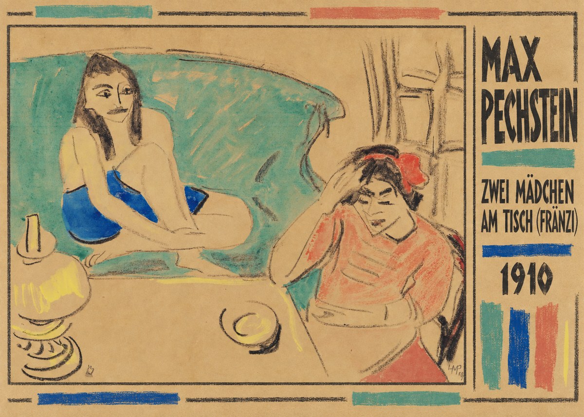 Max Pechstein Zwei Mädchen Am Tisch (Fränzi) No2 - Poszter