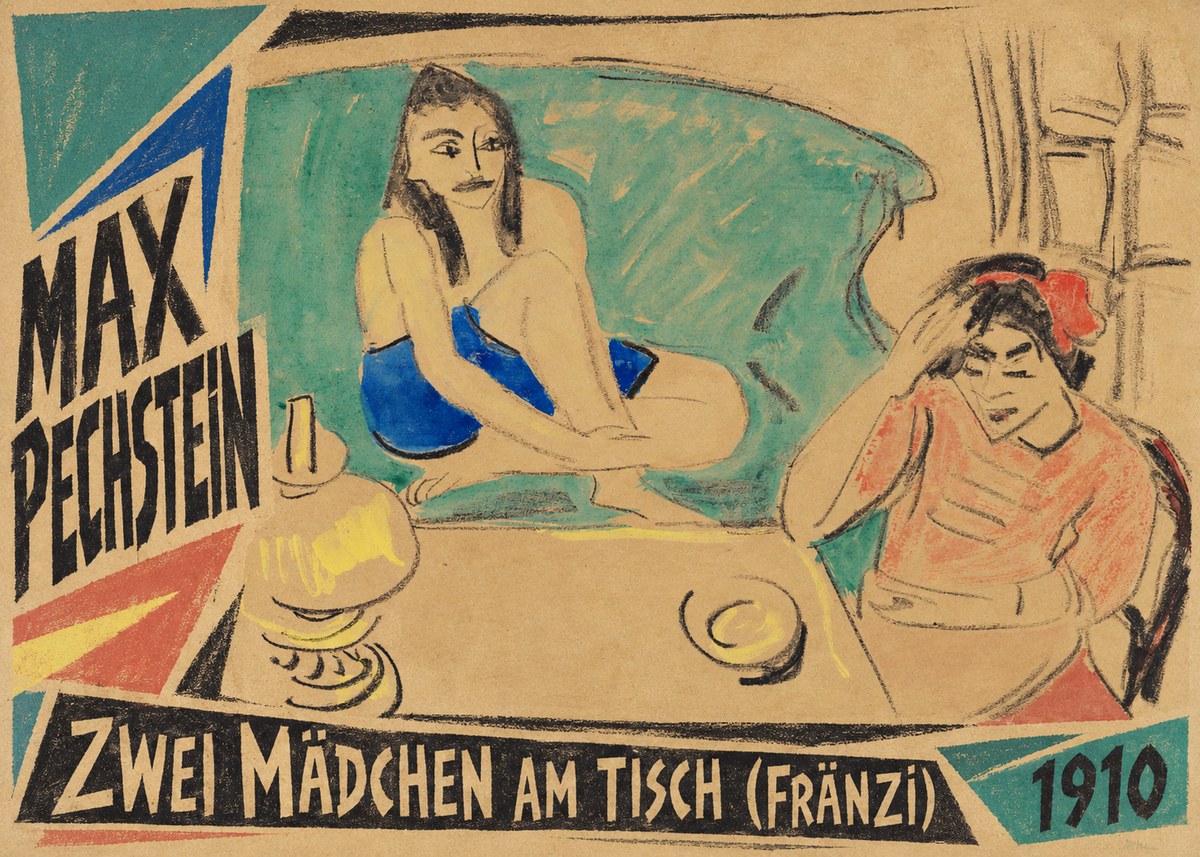 Max Pechstein Zwei Mädchen Am Tisch (Fränzi) No3 - Poszter