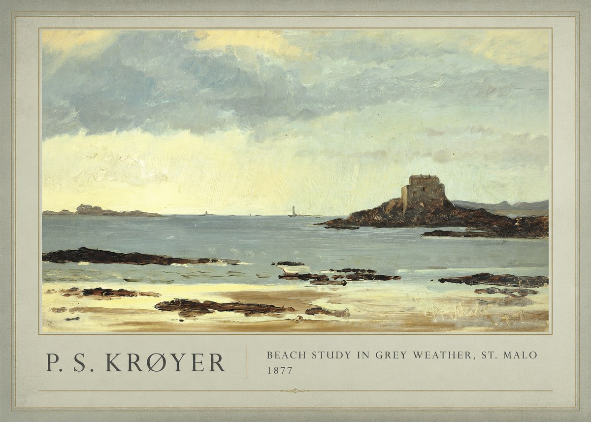 P.S. Krøyer Beach Study in Grey Weather, St. Malo No1 - Poszter