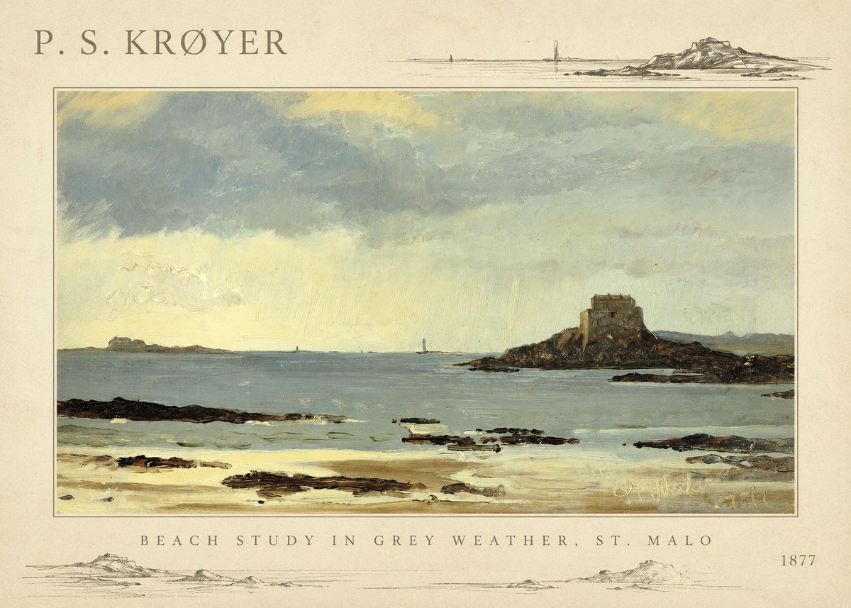P.S. Krøyer Beach Study in Grey Weather, St. Malo No4 - Poszter