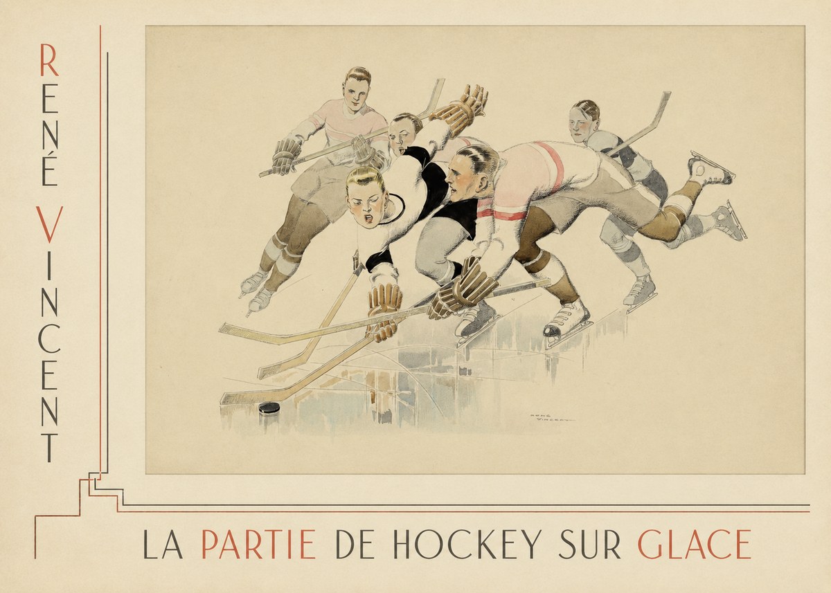 René Vincent La Partie De Hockey Sur Glace No3 - Poszter
