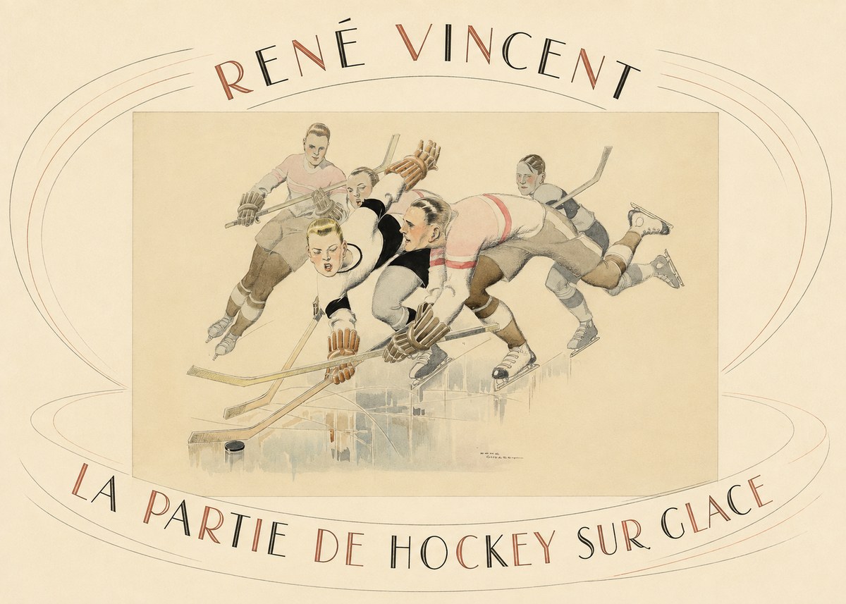 René Vincent La Partie De Hockey Sur Glace No4 - Poszter